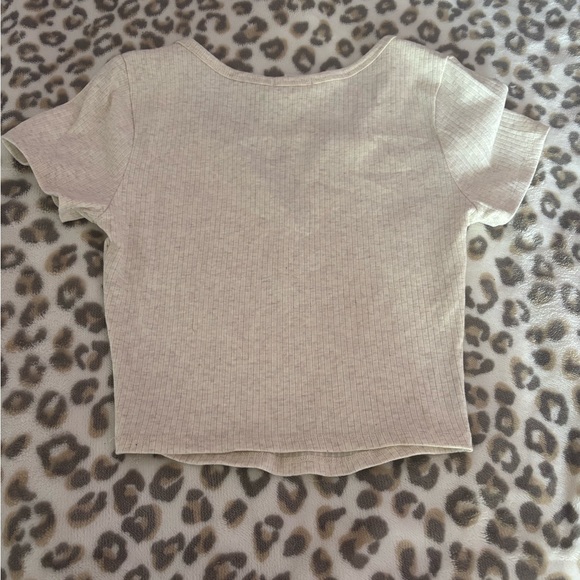 Women's Cream Ribbed Top - Picture 2 of 3